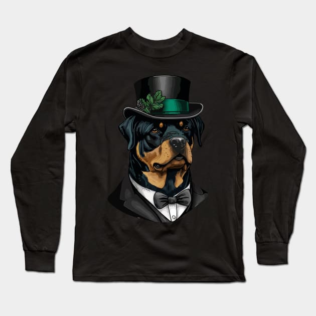 Rottweiler Funny Top Hat Long Sleeve T-Shirt by K3rst